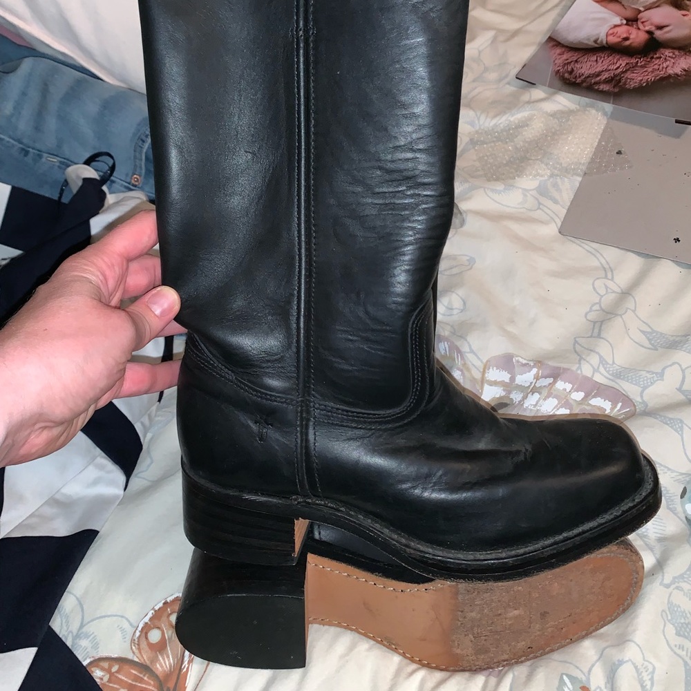 EUC Frye tall black leather boots size 10M/11W